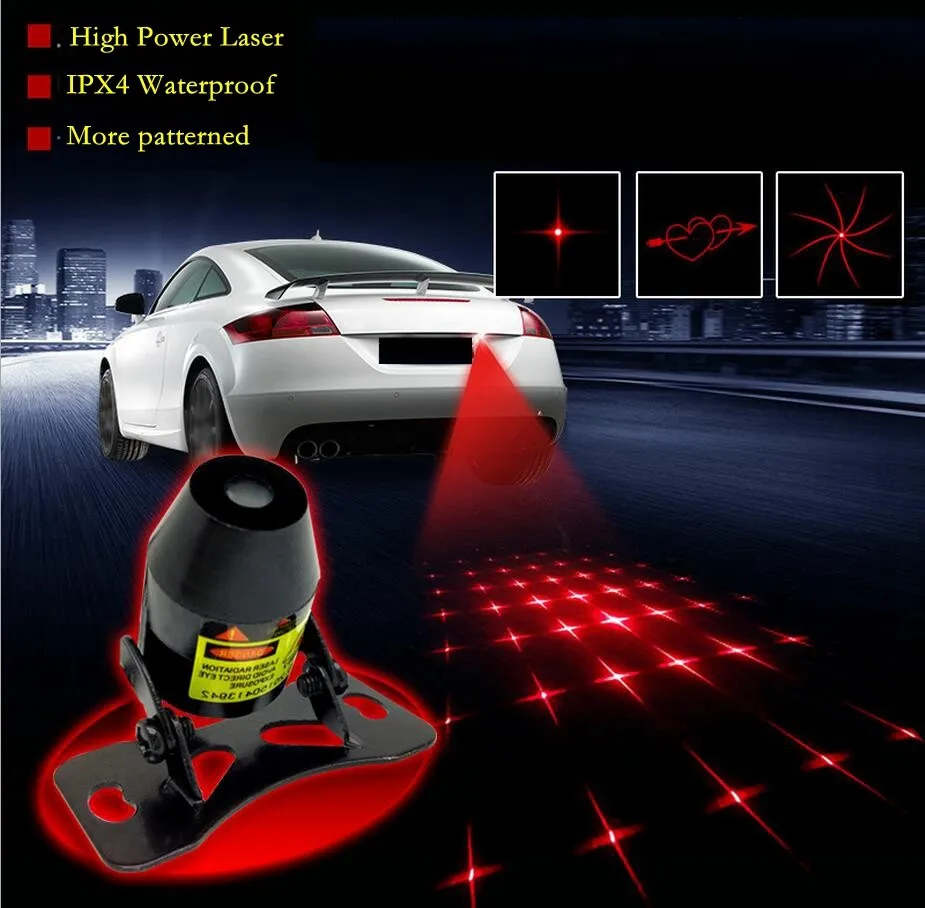 Haute puissance voiture anti-collision laser lampe décorative arrière feux de signalisation arrière licence licence lampe de stationnement de frein