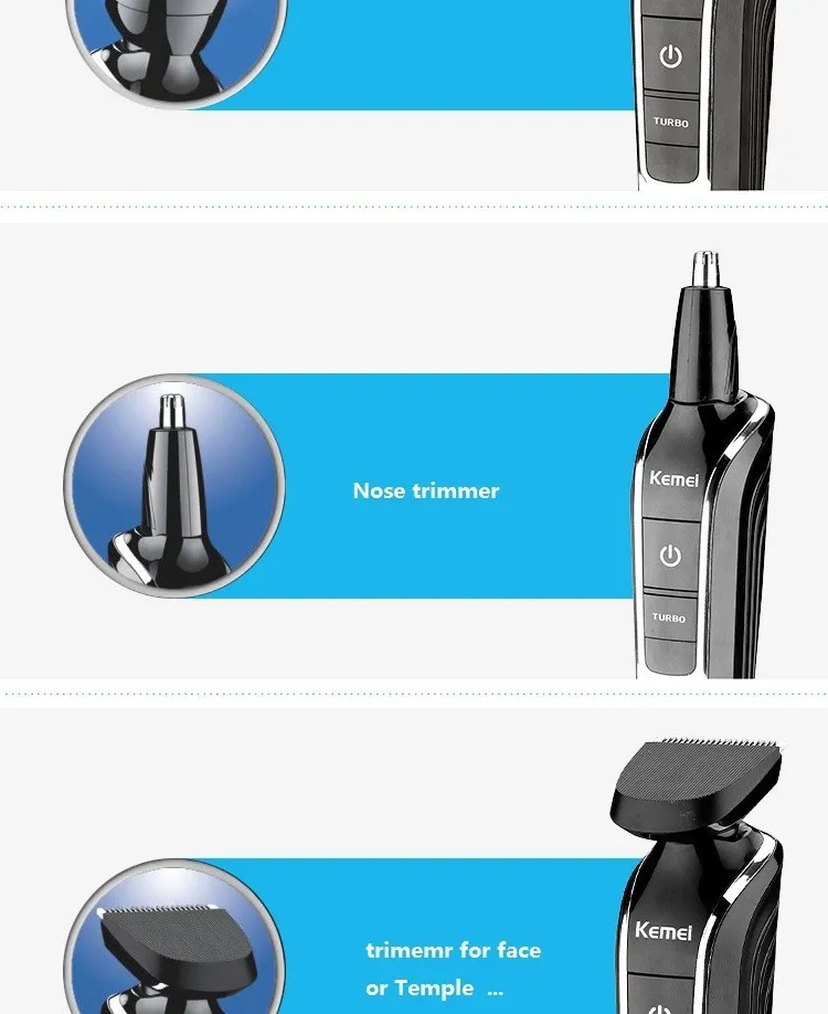 AllinOne Trimmer com 7 acessórios kit de aliciamento elétrico masculino máquina de cortar cabelo trimer barbeador barba nariz recarregável corte de cabelo 6706383