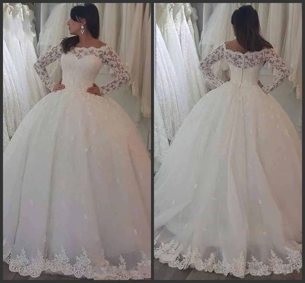 Новое поступление, свадебные платья Bateay с длинным рукавом и прозрачным вырезом, бальное платье, кружевное аппликация, свадебное платье длиной до пола на молнии, на заказ 065