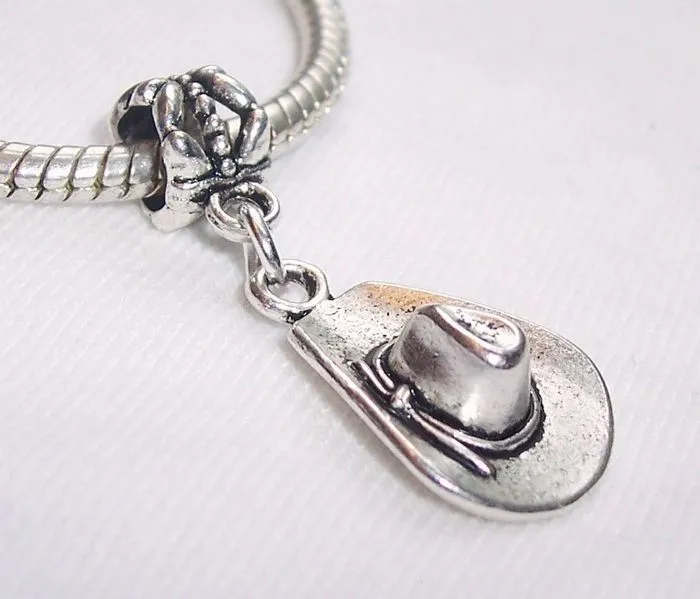 Cowboy Hat Alloy Charm Pendants For Jewelry Making Bracelet Necklace DIY Accessories 32*13.5 mm Antiqued Silver 