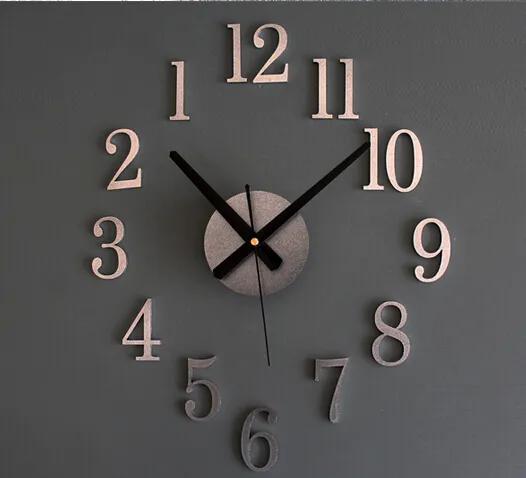 Reversed clock back metallic true 3D stereo diy DIY wall clock creative fashion watches bell reversal