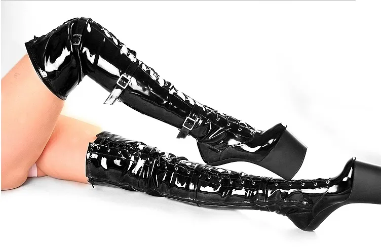 sex toys Unisex sexy BDSM sm game play pony no heel fetish thigh high bondage boots Horseshoe heeled