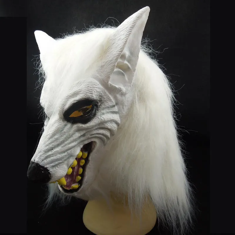 Nouveau masque de loup blanc Costume de tête d'animal Latex masque de fête d'Halloween carnaval bal masqué décoration nouveauté cadeau de Noël 3013203