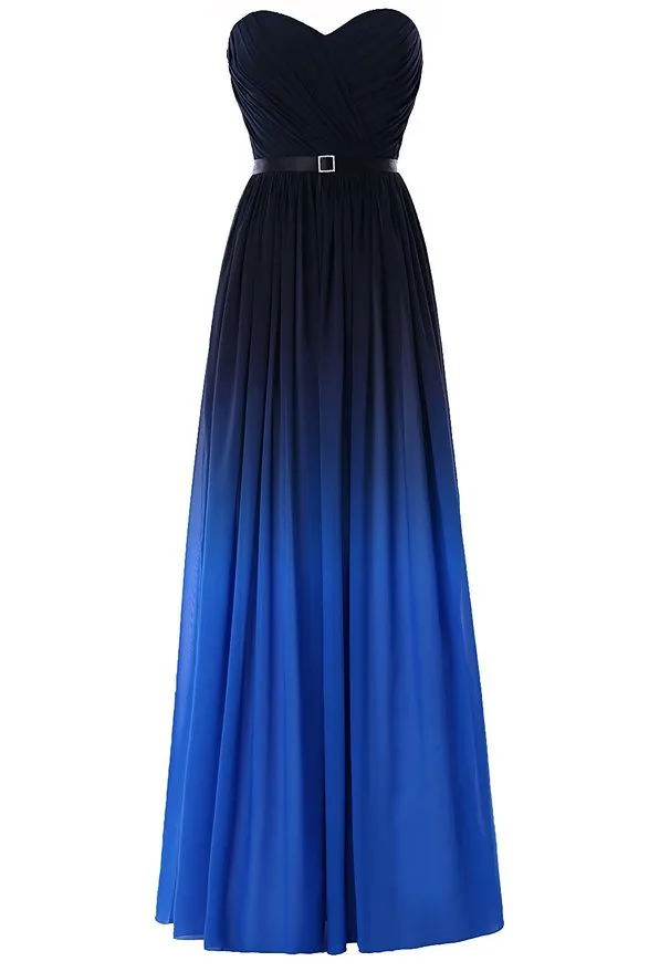 Moda gradiente Ombre vestidos de baile cariño negro azul gasa nuevas mujeres vestido formal de noche 2020 vestido de fiesta largo alfombra roja3499