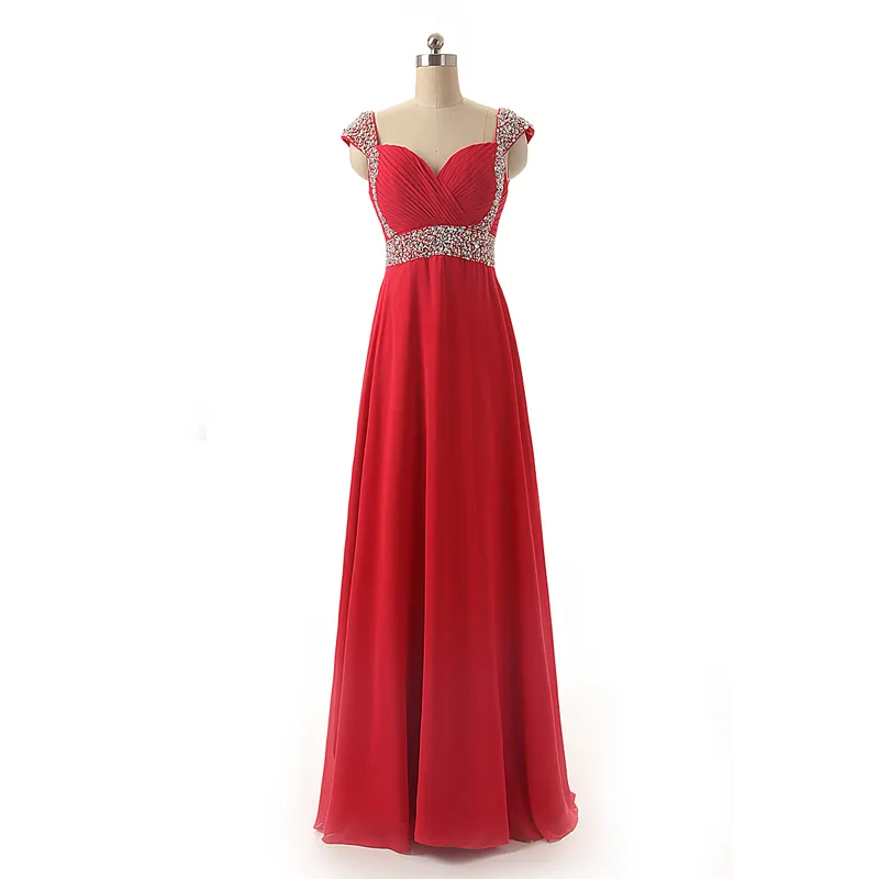 Cheap Chiffon Formal Occasion Prom Evening Dresses Beads Yellow Red Silver Royal Blue Mint Blush Bridesmaid Party Gowns Long Real 5455144