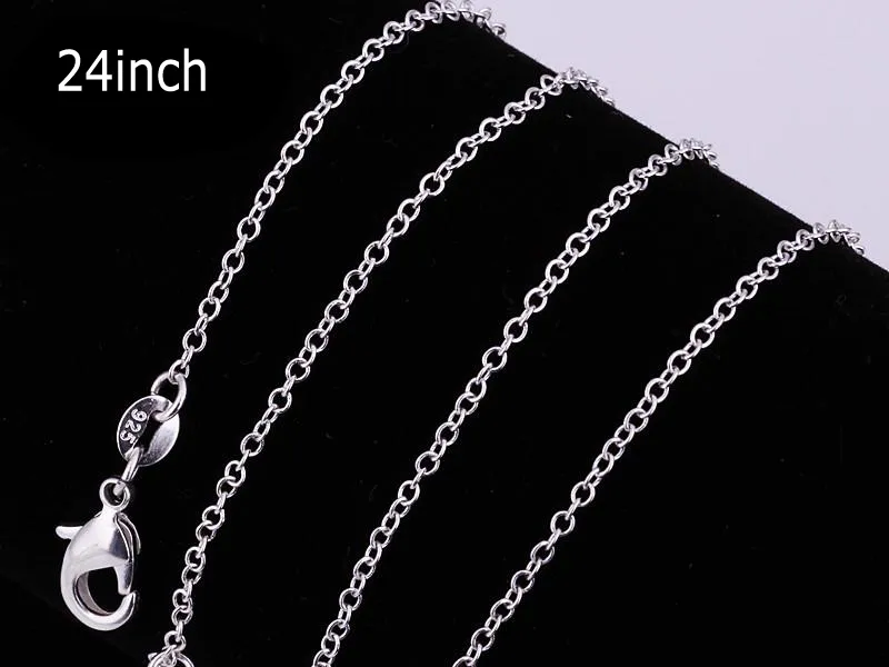 Best Price ! /925 Sterling Silver Rolo " O " Chain Necklaces Jewelry 1mm 16'' -- 24'' 925 Silver DIY Chains Fit Pendant Jewelry