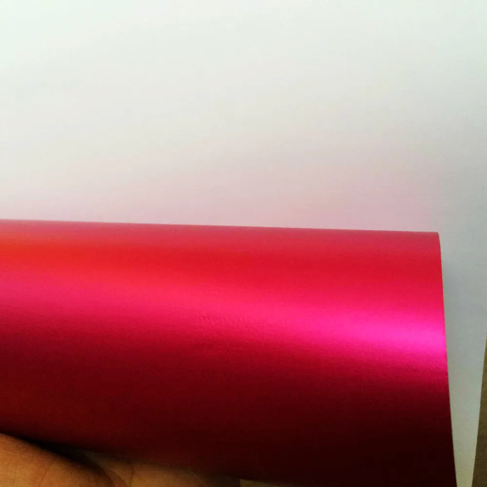 Satin Chrome Hot Pink Car Wrap Film met luchtrelease Matte Chrome Rose Rood voor voertuig Wrap Styling -autostickers Maat1,52x20m/rol 5ftx66ft