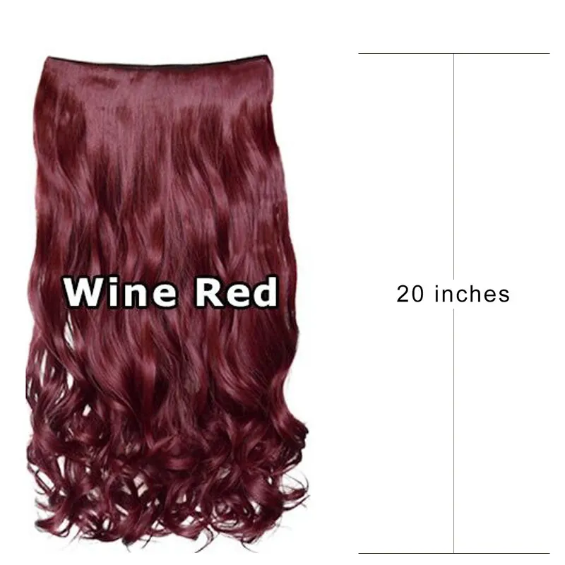 Damer långvåg värmebeständigt fiber syntetiskt klipp på hårförlängningar kvinnor 5 clips vågiga hårstycke tillbehör svart mörkbrunt guld rött