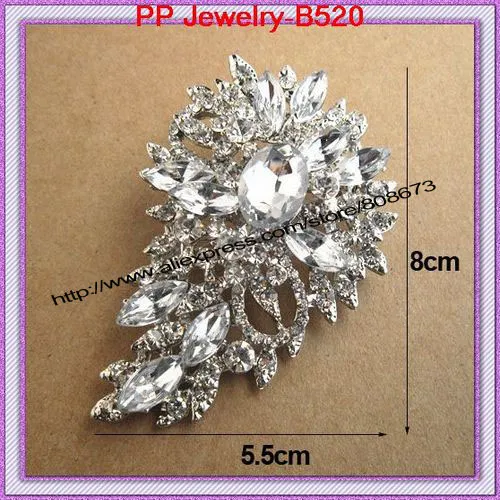 3,2 Zoll große Luxus Design Sparkle Kristalle klar Strass große Brosche, Hochzeit Brautjungfer Brosche Pins B520