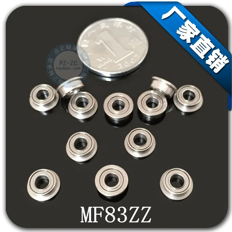 100pcs MF83ZZ flanged bearing MF83 F693ZZ 3*8*2.5 miniature flange deep groove ball bearings 3x8x2.5 mm