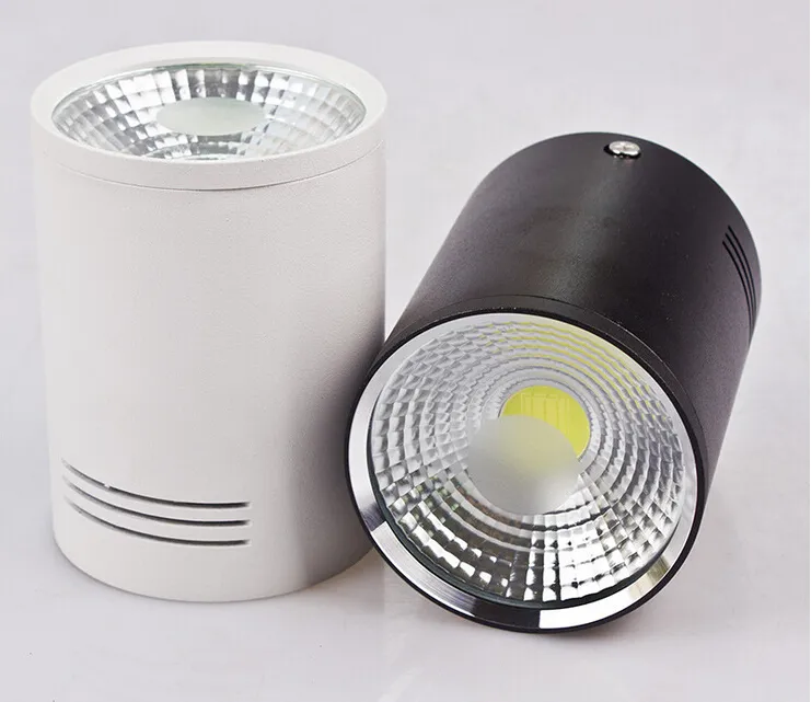 AC85-265V 표면 장착 LED 통 COB 12W 디 밍이 가능한 LED 아래로 조명, 바디 색상 : 흰색 / 검정