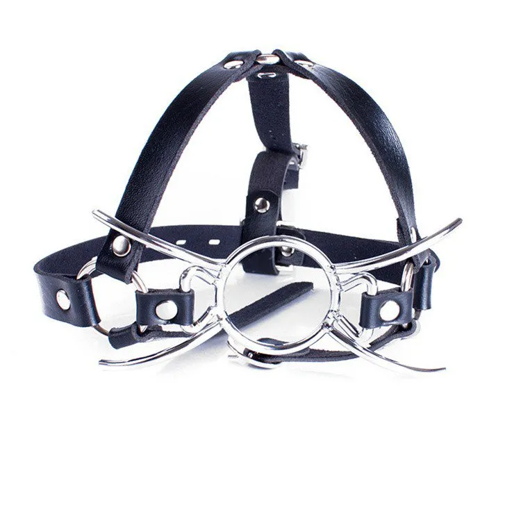 Metalen o ring open mond gag fetish fantasy spider mond gag volwassen games orale fixatie gag hoofd harnas riem pijpbeurt seksspeeltjes