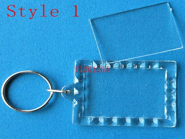 / plus récent bricolage acrylique blanc Po porte-clés en forme de porte-clés clairs insérer Po en plastique Keyrings267S