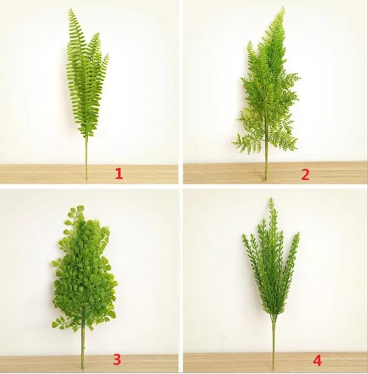 4 Types Réaliste Artificielle Rustique Feuilles Frais Vert Bush Fougère Herbe Plante Maison Plantes Décoratives Parti Décoration DT17