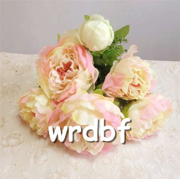 One Silk Peony Bunch 7 heads 45cm/17.72" artificial peony flowers for Bridal Bouquet wedding party centerpiece home floral arrangements