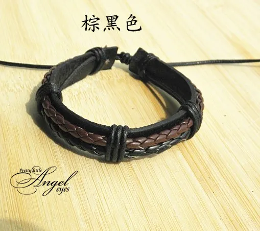 Doppelt echtes Leder Wrap geflochtene Armbänder breit Punk Armreif Hanf Armband Mode Männer Frauen handgefertigt neu Großhandel 12 Stück