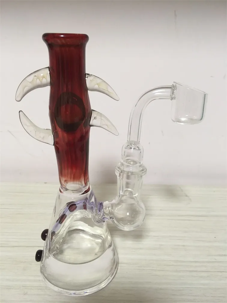 Hookah Rode Grote Ogen Hoofddienst Olierouts 14mm Gezamenlijke Kleurrijke Water Bong Glass Pipe