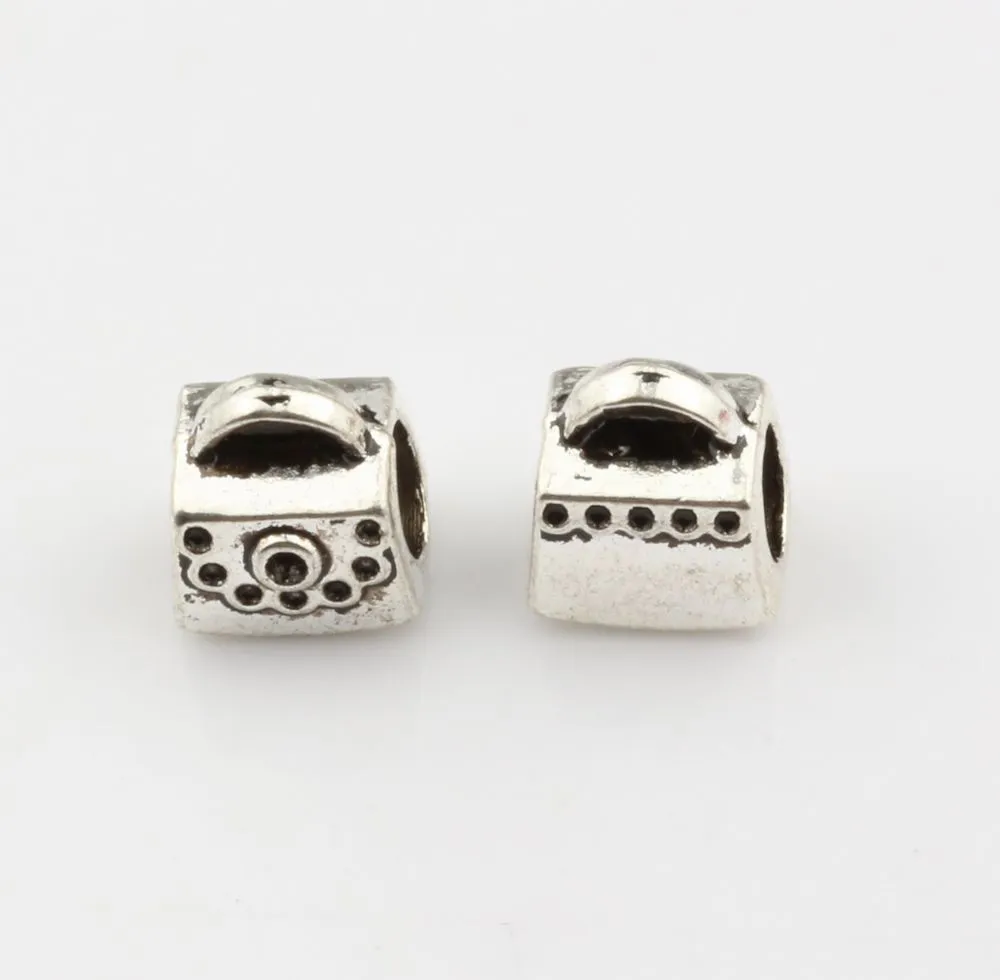 MIC Antique silver Package Spacers Big Hole Beads for Charm Bracelets ilia & Biagi Bracelet 9*10mm