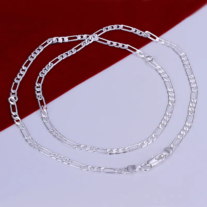 4 мм Фигаро цепи ожерелье 16-30 дюймов стерлингового серебра 925 ювелирные изделия для мужчин высокое качество заводская цена бесплатная доставка