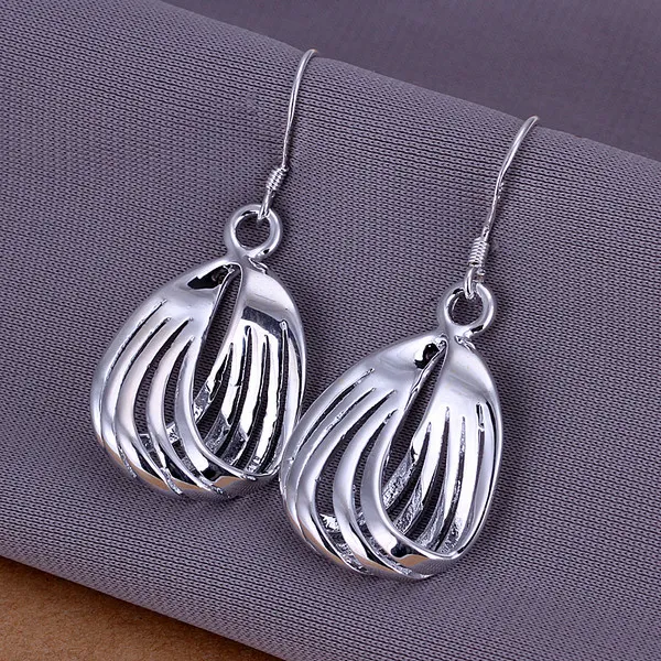 Boucles d'oreilles coeur tordu vide en argent sterling neuf DFMSE217, boucles d'oreilles pendantes en argent 925 pour femmes 10 paires beaucoup usine