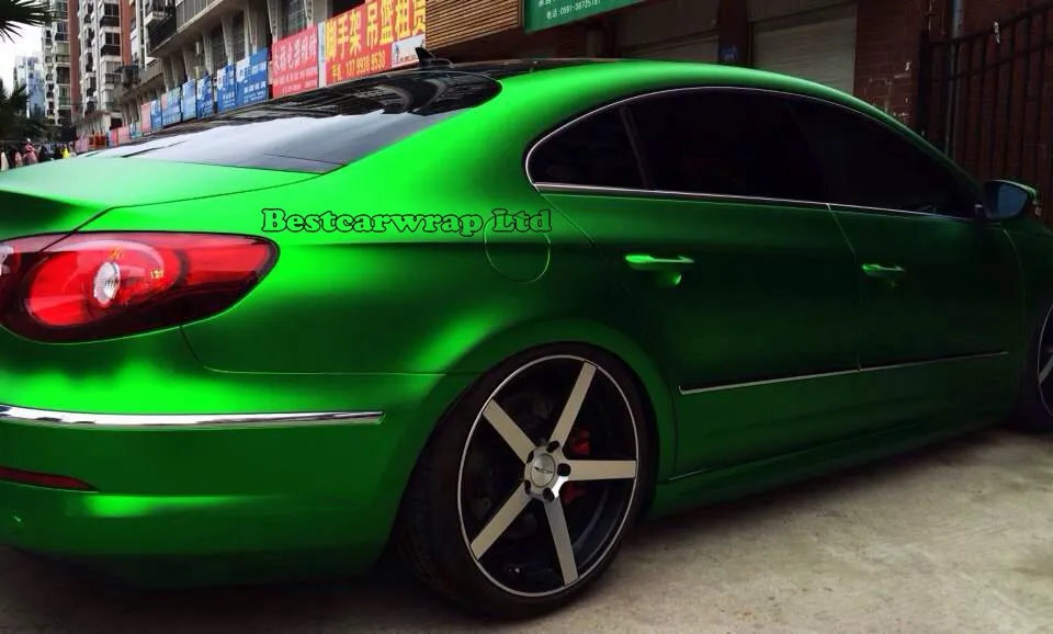 Premium Green Satin Chrome Vinyl Wrap Film with air release size 1 52x20m Roll 5x67ft roll196T
