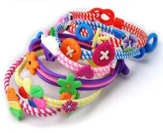 2015 new children's bracelets Polymer clay bracelets children mixed style Take the star flowers bear letter Seven color bracelet 