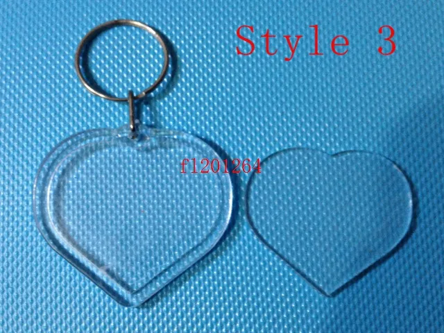 / plus récent bricolage acrylique blanc Po porte-clés en forme de porte-clés clairs insérer Po en plastique Keyrings267S