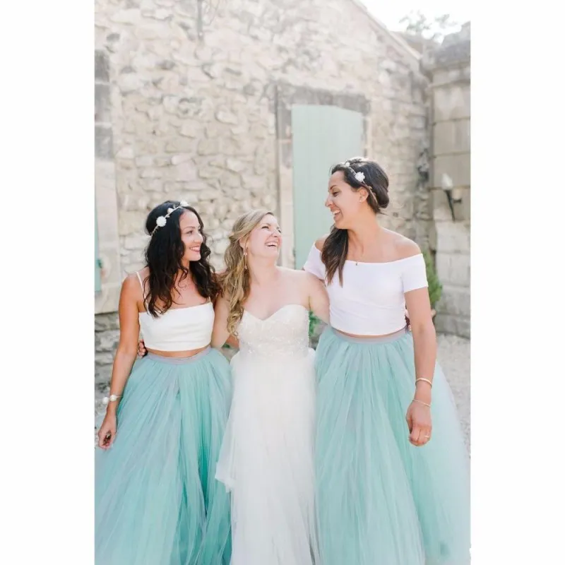 Mint Green Tulle Tutu kjolar 2016 brudtärklänningar för strand bröllopsfest klänningar kvinnliga kjolar golvlängd kjolar5087326