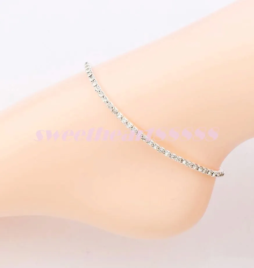 12 sztuk / partia 12 Kolory posrebrzane świeże pełne jasne kolorowe rhinestone czeskie kryształowe koło wiosna anklets biżuteria ciała