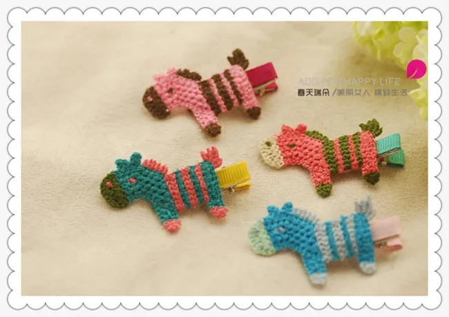 HOT 2020 spring summer little girls Hair Accessories pony children hair pin korean style cute knit cartoon kids hair clip ab1271