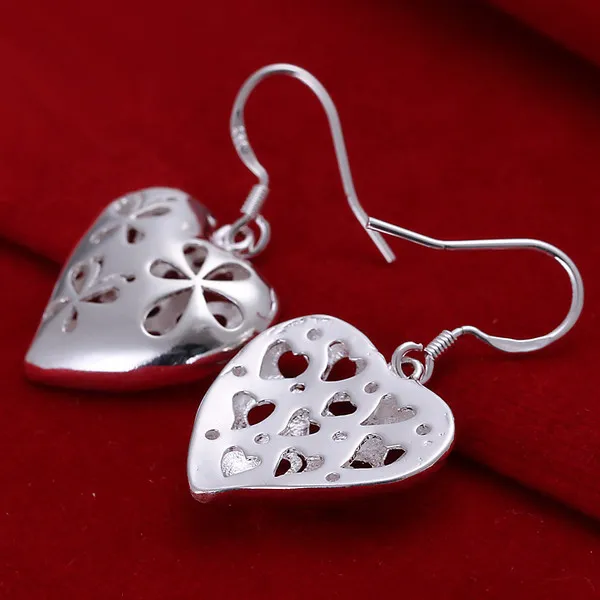 Nuovissimo argento sterling Orecchini cuore storto vuoto DFMSE217, orecchini pendenti in argento 925 da donna 10 paia molto fabbrica