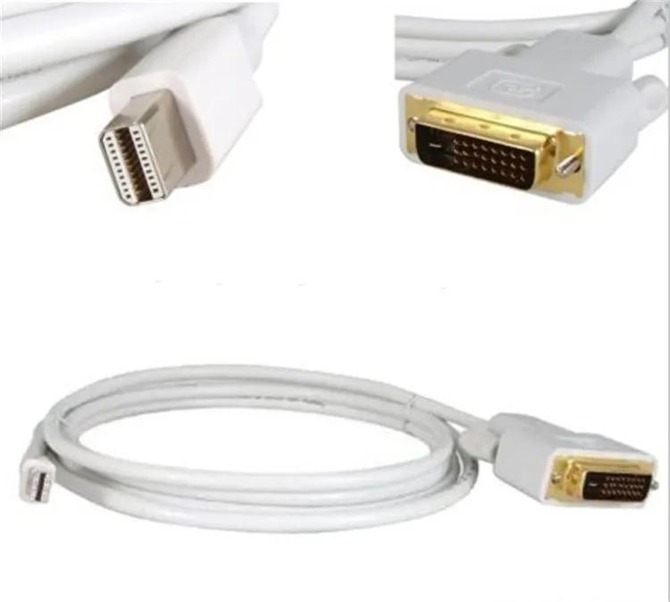 50st Mini DP till DVI-kabel Thunderbolt Mini Display Port till DVI Male Converter Cable 1,8m / 6FT för Mac Book Pro Air med PE-väska