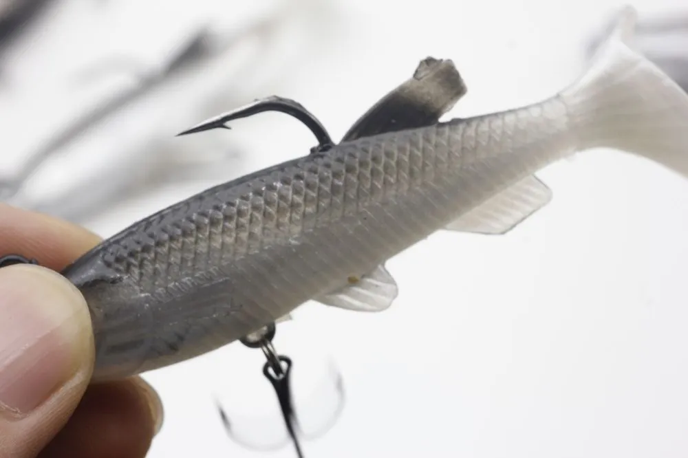 ROMPIN LOT GRÅ Soft Lure 8cm 13G Wobblers Artificial Bait Silicone Fishing Lures Sea Bass Carp Fishing Lead Fish Jig5131099