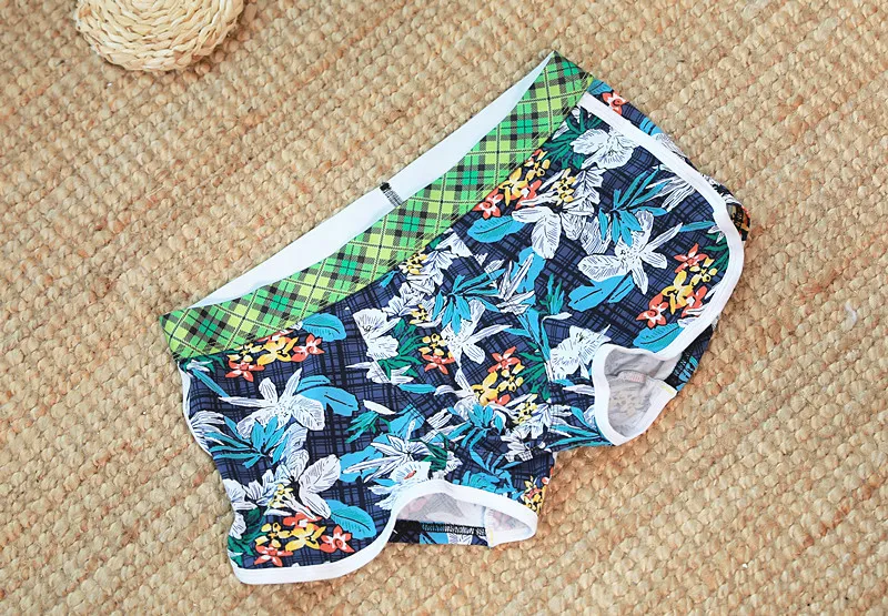 Men Underpants Boxer Shorts Sexy 3D Cotton Floral Printing Polyester Underwear Man Homme Fashion Underpant Comfortable Panties