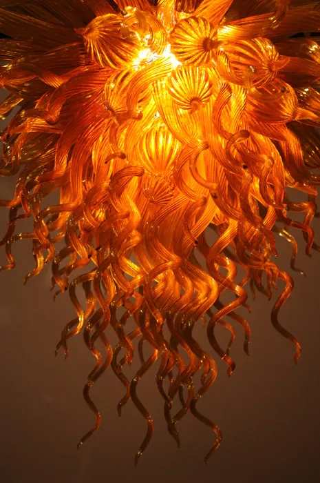 Moderne lampen Amber Grote hanglamp armaturen Home Woonkamer Kunstdecoratie Handgeblazen Glas LED Kroonluchter Verlichting