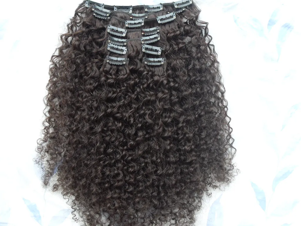 Brazilian hair African American afro kinky curly hair clip in human hair extensions natural black clips Extensions9717195