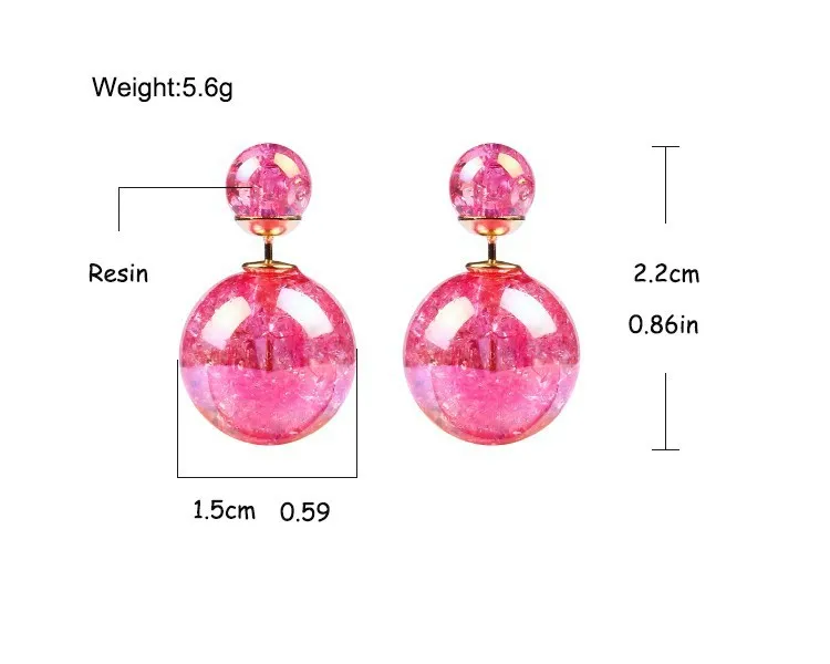 Earings for Woman Girls Double Sided Pearl Earrings Candy Colors Crystal Plated Double Faced Ball Two Ends Pearl Studs Earrings