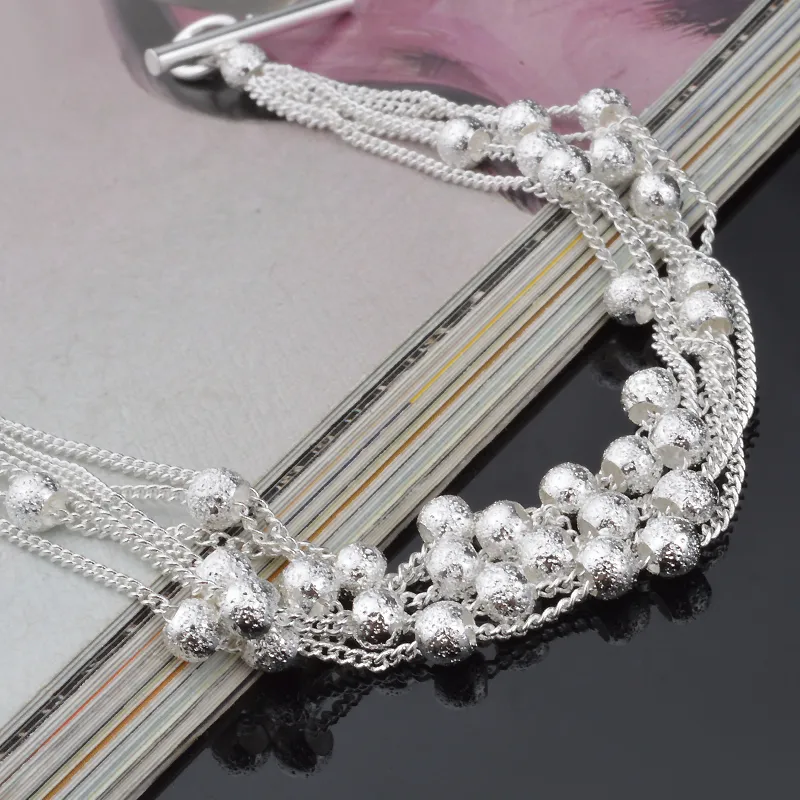 with tracking number Top Sale 925 Silver Bracelet Thin line Sand beads Bracelet Silver Jewelry cheap 1582