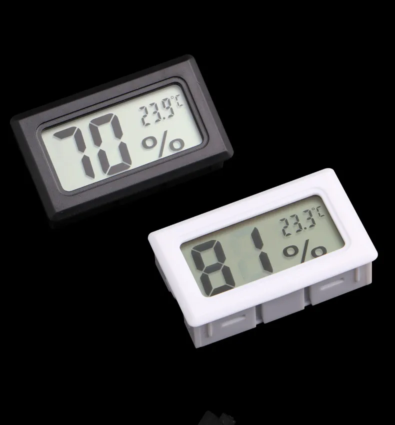 Mini Svart Vit Digital LCD Embedded Termometer Hygrometer Temperatur Luftfuktmätare Inomhustermometer Fri frakt