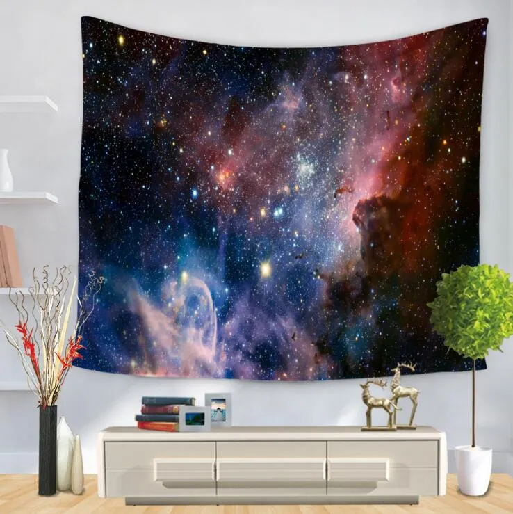 Starry Night Tapestry Vacker måne dekorativ vägg hängande gobelänger Modern konst tenture väggmålning tryckt havsmatta