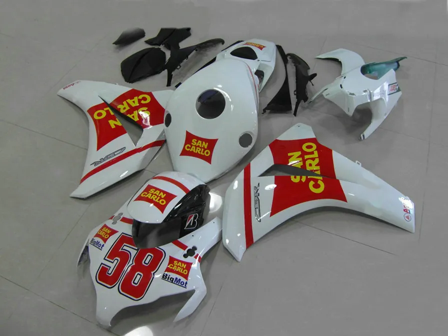 Wtryskarka Full Fearing Kit dla Honda CBR1000RR 2009 2009 2011 Red White 58 CBR1000 RR Bodywork Wishings Set 08-11 # U48