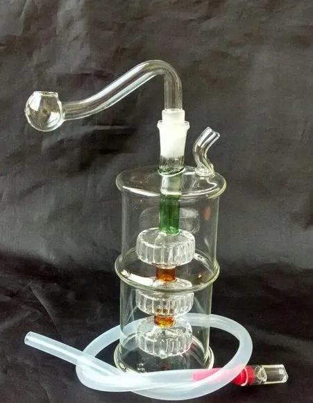 Groothandel gratis verzending ---- 2015 nieuw binnen drie filter glazen waterpijp / bong, hoge 13cm, cadeau-accessoires (pot + stro)