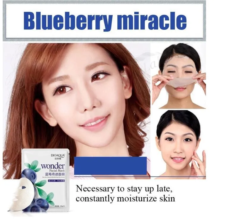 Bioaqua Mask Natural Blueberry Mascarilla facial Cuidado de la piel Hidratante Mascarilla facial Cuidado Aceites Acné Belleza