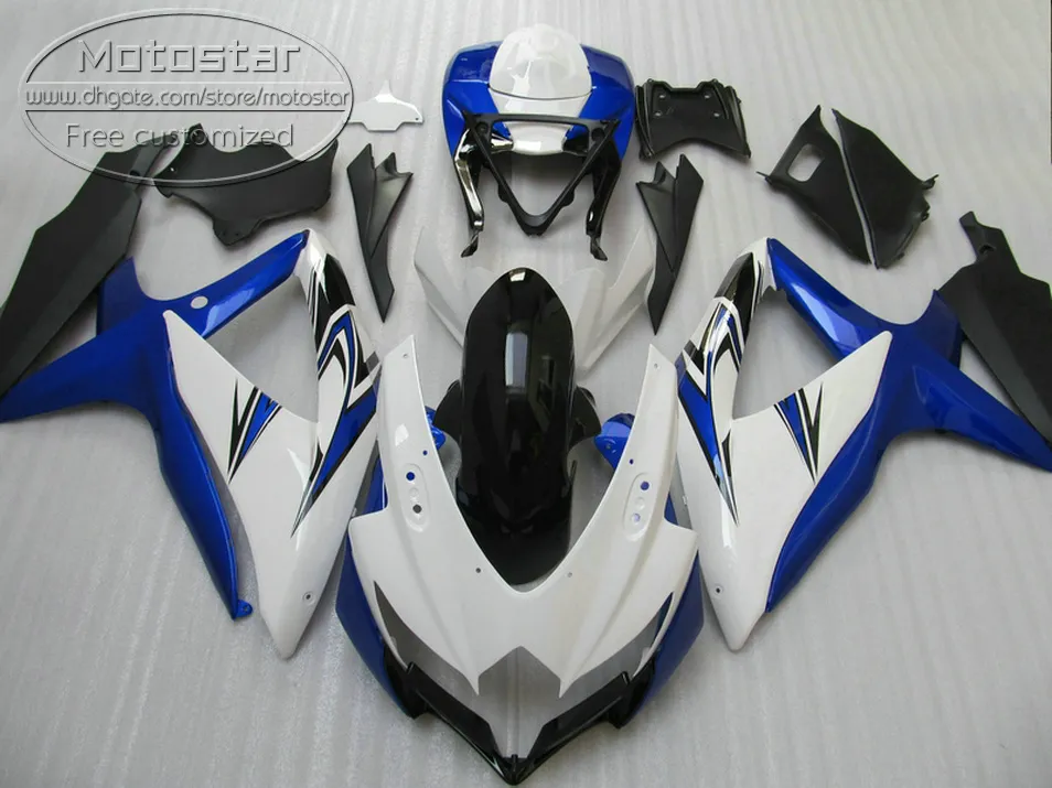 SUZUKI GSX-R750 için Fairing kiti GSX-R600 2008 2009 2010 K8 K9 fairings GSXR 600 750 08-10 mavi beyaz siyah bodykits TA86