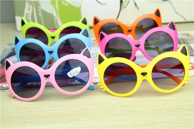 Kids Cat Sunglasses Kids Zonnebril Cartoon Ronde Cat Eye Sunglasses UV-bescherming Zonnebril voor kinderen Gratis verzending op voorraad