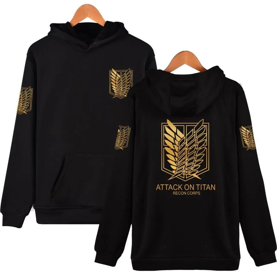 Hombres con capucha Attack en Titan Harajuku Sudadera con capucha Sudadera Recon Corps Design Pullovers Hip Hop Brand Ropa