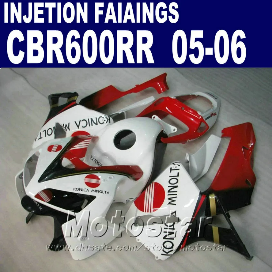 ¡Piezas de carenado rojo blanco! Moldeo por inyección para HONDA CBR 600 RR carenado 2005 2006 cbr600rr 03 04 cbr 600rr carenado personalizado BSR3