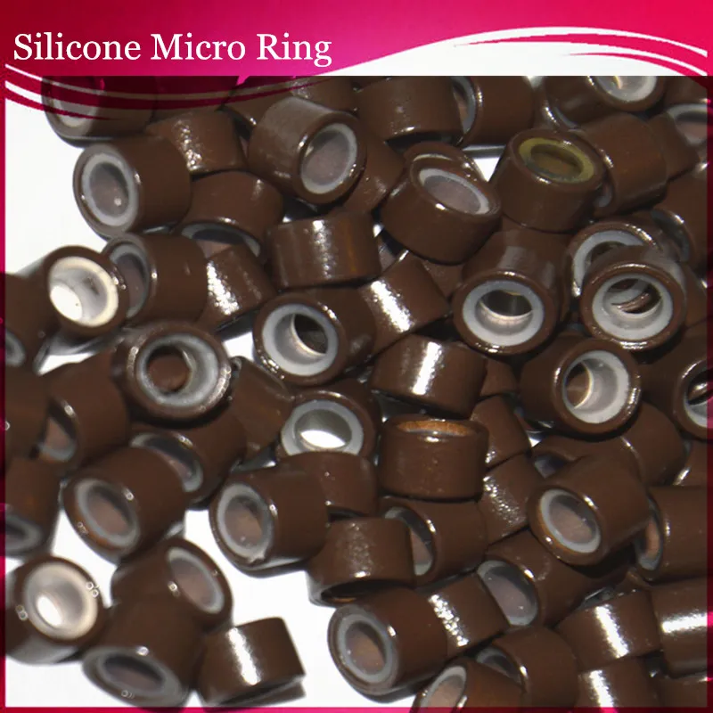 10000 peças 5.0mm * 3.0mm * 3.0mm Preto Micro Silicone Anéis / Links / Contas Para Extensões de Cabelo Humano, 6 Cores Opcional