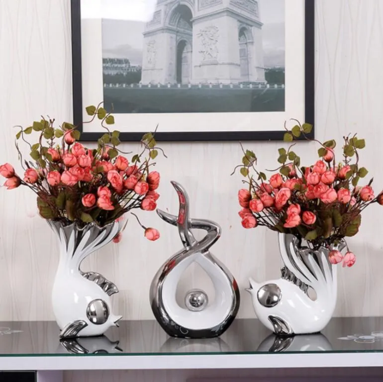Modern europen Style Ceramic Vase 8shapes Caramic Tabletop Vase for Home Hotel Office Club Bar Decor choice V08