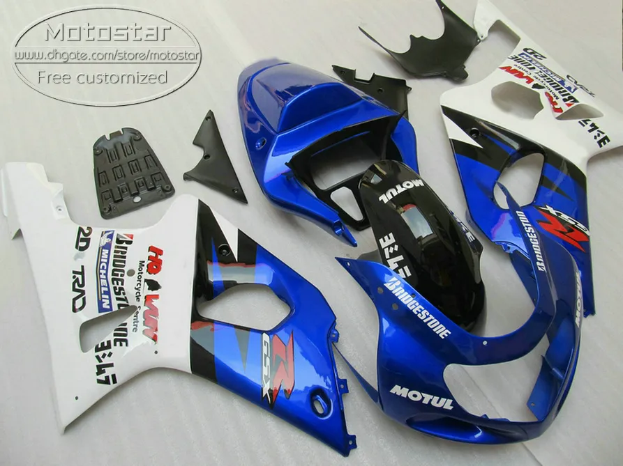 ABS Motorcykel Fairings Set för Suzuki GSXR1000 K2 2000 2001 2002 Blue White Black GSX-R1000 00 01 02 Plastfeoking Kit YR15